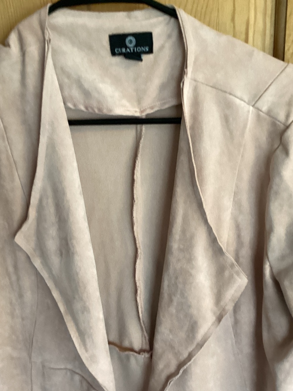 Cranations Women's Light Blush Open-Front Drape Blazer